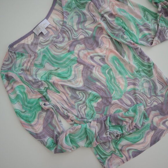 Love & Piece Sheer Swirl Top | L - Picture 3 of 4